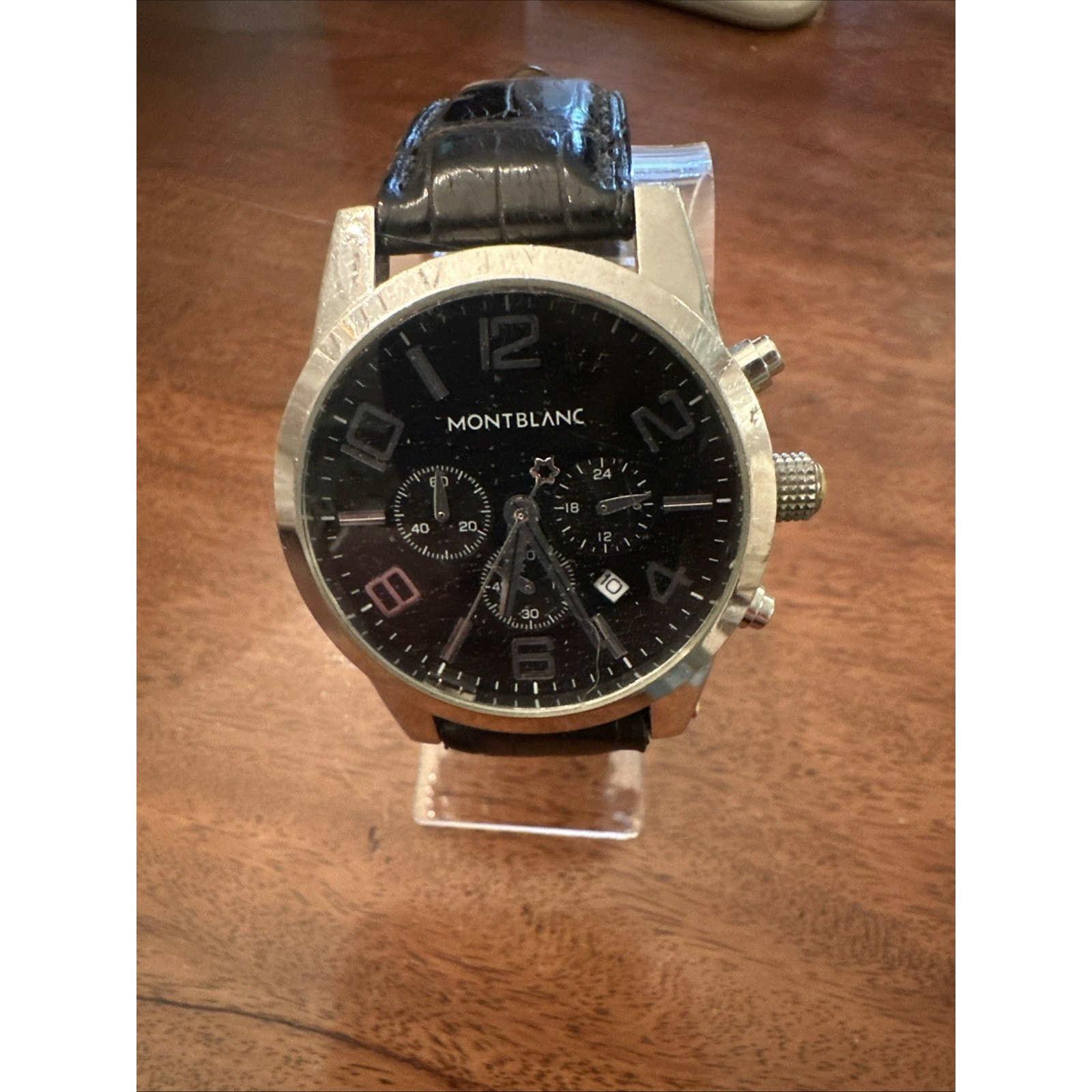 Montblanc Timewalker Wristwatch Black Leather Alligator Strap